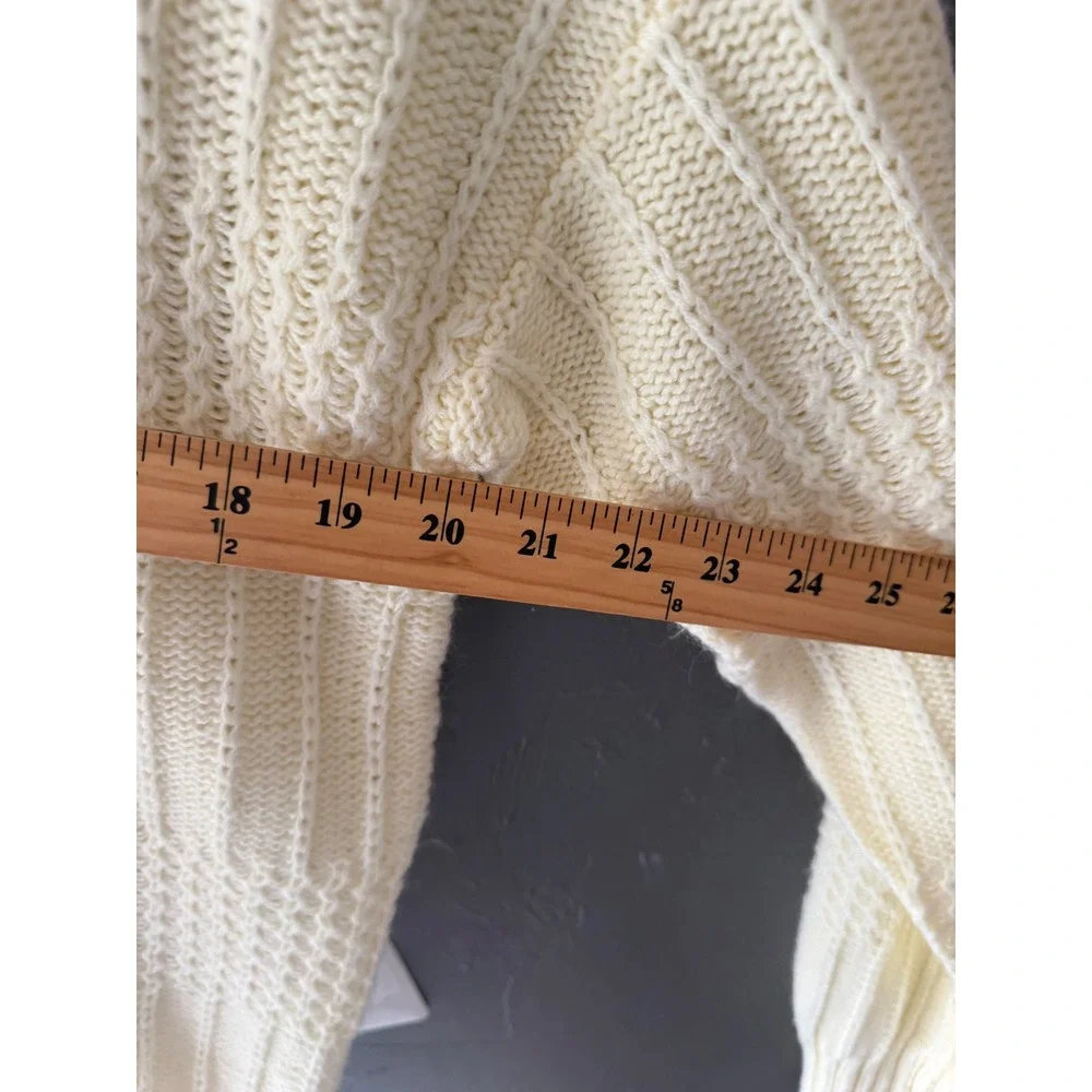 Vintage Forum Mens Medium Pale Yellow Textured Ribbed Knit Crewneck Sweater
